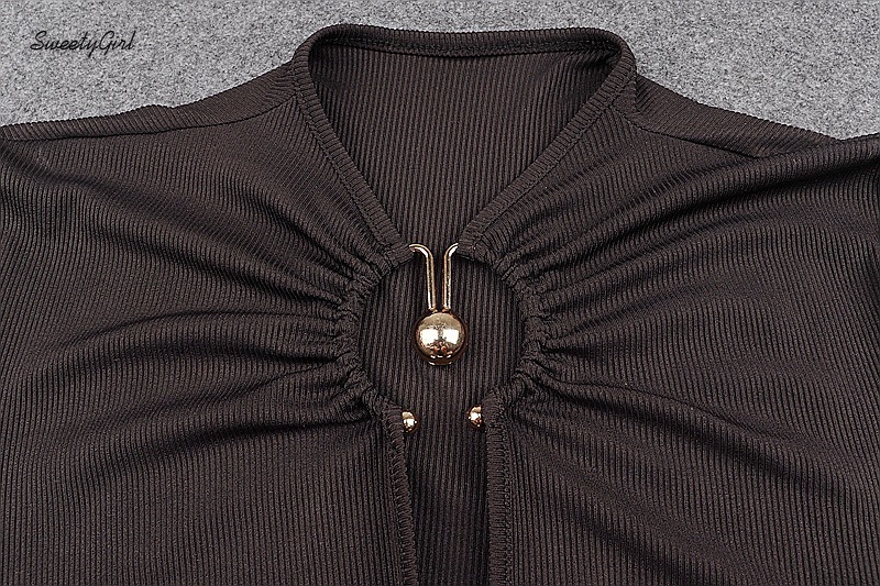 Jumpsuit tam giác cổ tròn thiết kế tay dài gợi cảm cho nữ