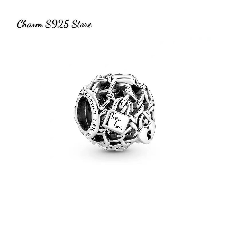 CHARM PAN ALE HOẠ TIẾT CHÌA KHOÁ MỞ TRÁI TIM BẠN BẠC S925 CAO CẤP