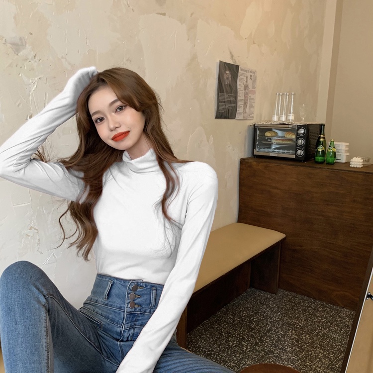 NRVP Áo thun tay dài cổ tròn phong cách Hàn Quốc 2021 cho nữ