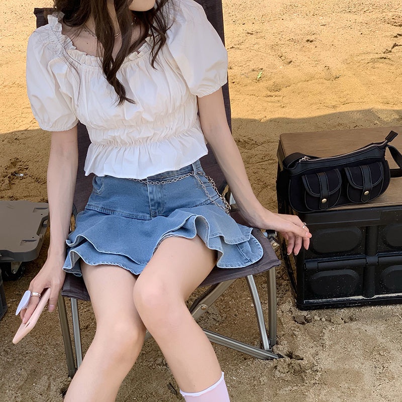 Áo Chiffon Trễ Vai Tay Phồng In Họa Tiết Hoa Thời Trang Cho Nữ