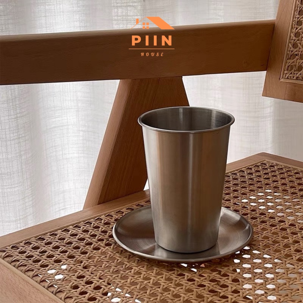 Cốc giữ nhiệt size lớn 600ml kim loại inox kèm ống hút phong cách Băc Âu đựng đồ uống - PIIN HOUSE