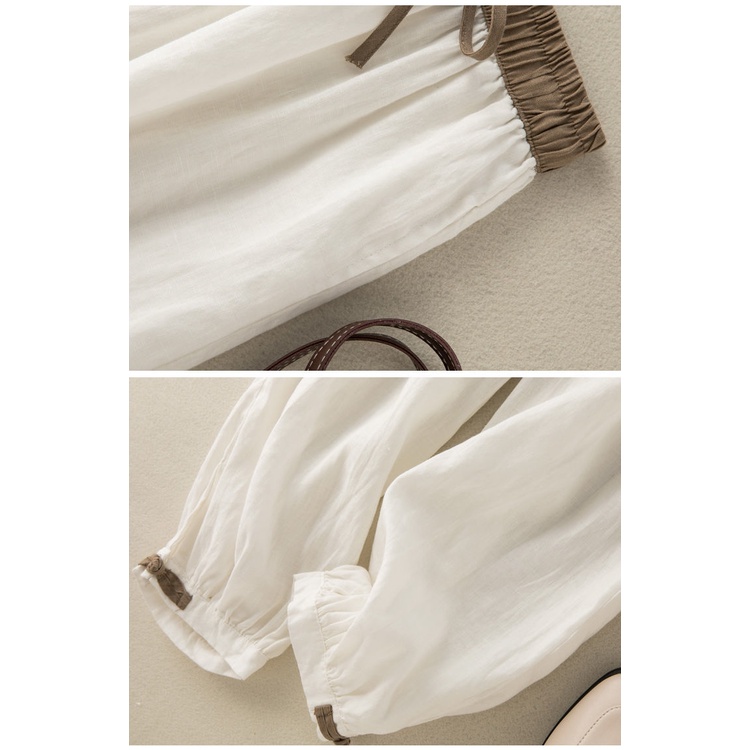 Quần Harem Cotton Lanh Mỏng Lưng Thun Cột Dây Phối Màu Mới 2022 Thời Trang Mùa Hè Cho Nữ