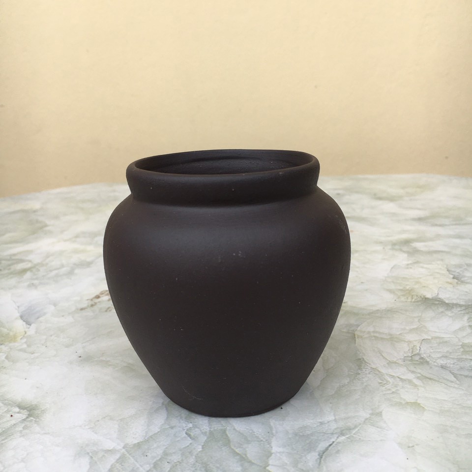 Chậu bonsai Chum đen mini đất nung gốm Bát tràng 1 size BM-85