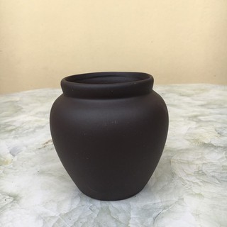 Chậu bonsai Chum đen mini đất nung gốm Bát tràng 1 size BM-85