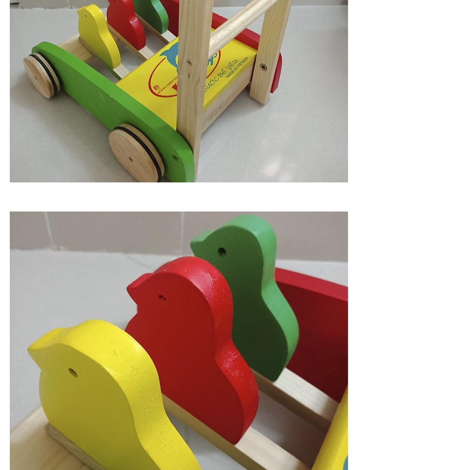 Xe Tập Đi Bằng Gỗ 3 Con Gà Cao Cấp Cho Bé Yêu, xe đẩy tập đi bằng gỗ
