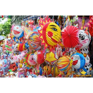 100 Lồng đèn giấy xếp hình thú size trung có que cầm, lồng đèn Trung Thu giá rẻ