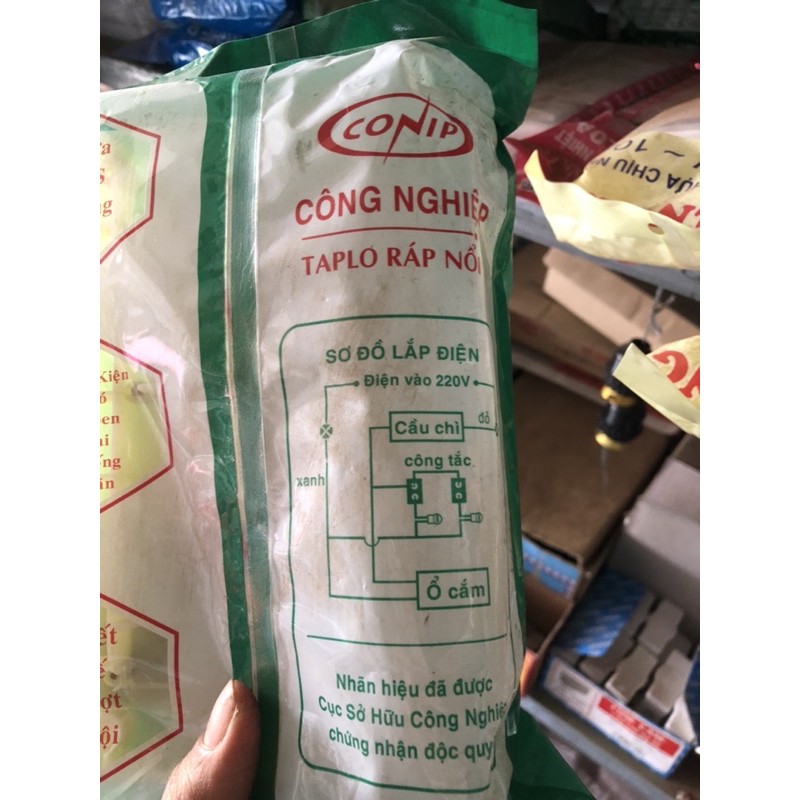 Taplo ráp nổi Conip 2 công tắc hàng đẹp ( có sơ đồ ráp )