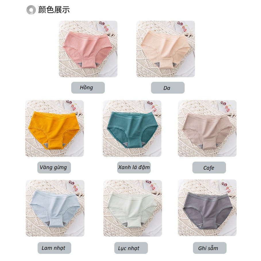 Quần Lót Nữ Cotton Kháng Khuẩn Phong Cách Nhật Bản Thông Khí Thấm Hút Mồ Hôi Mềm Mại Co Giãn Tốt P404