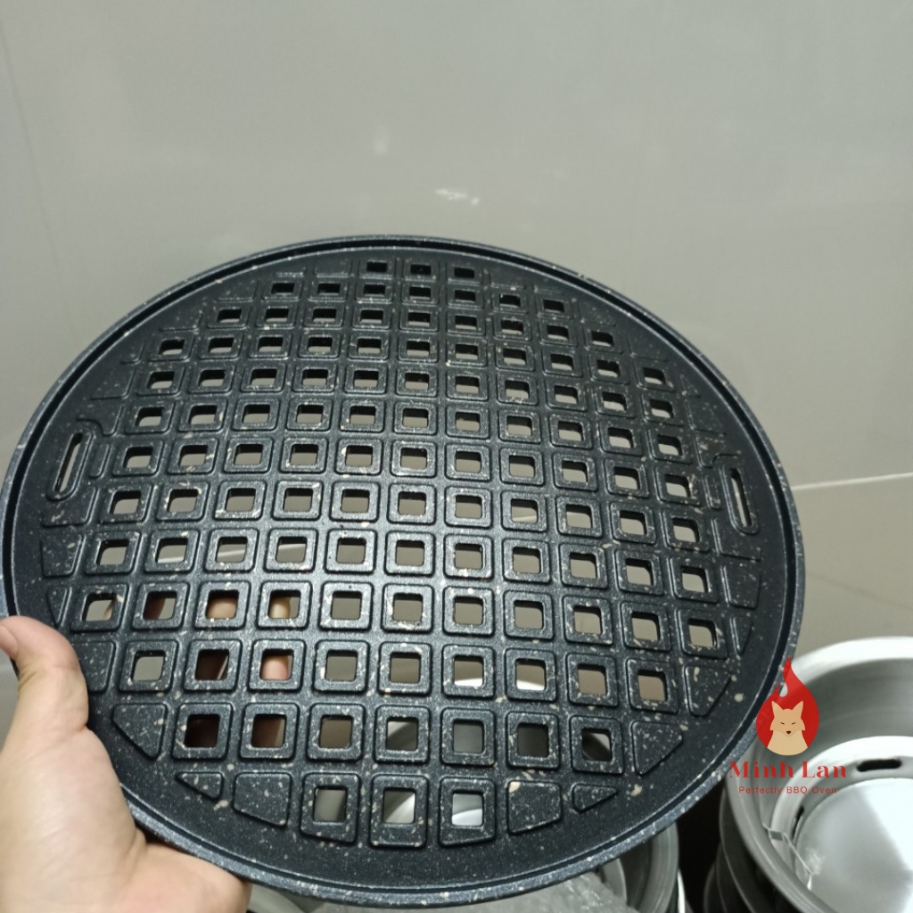 Vỉ nướng gang KẺ CARO Hàn Quốc chống dính cao cấp, đường kình 29.5cm
