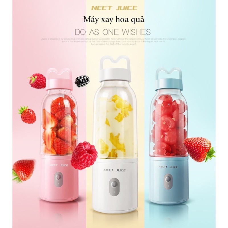 MÁY SAY SINH TỐ CẦM TAY MINI - MEET JUICE CHÍNH HÃNG 500ml [Miễn Phí Vận Chuyển khi đơn đạt giá trị tối thiểu 200k]