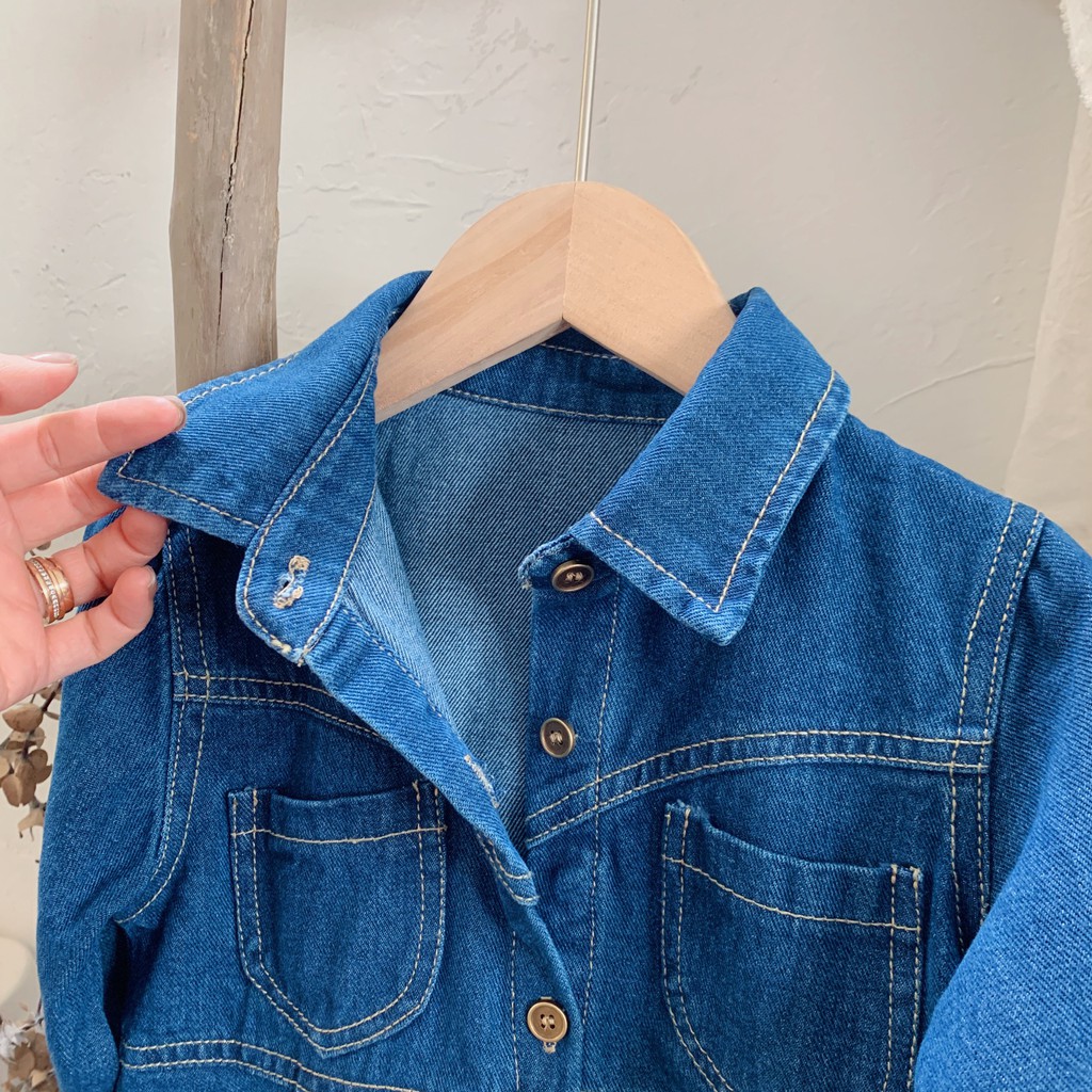 Đầm Denim Tay Dài Thời Trang Mùa Thu 2020 Cho Bé Gái