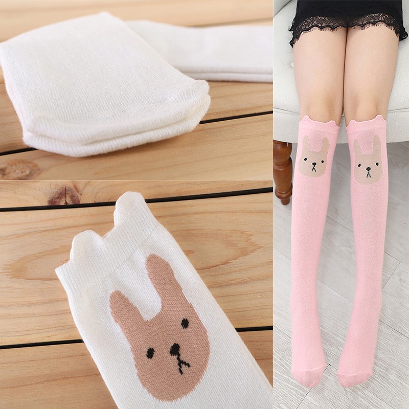 Vớ cotton dài họa tiết mèo xinh xắn cho bé