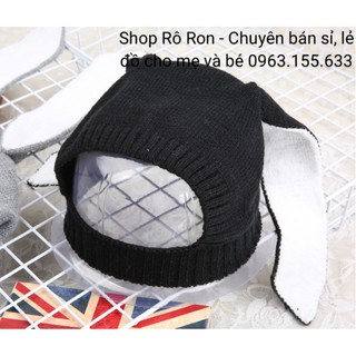 MŨ LEN TAI THỎ CHO BÉ