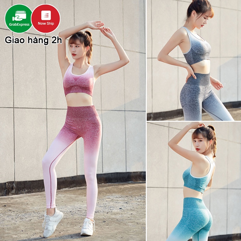 Bộ Đồ Tập Gym Nữ Kenzi-37 Quần Dài và Áo Bra Thể Thao Màu Gradient Siêu Đẹp