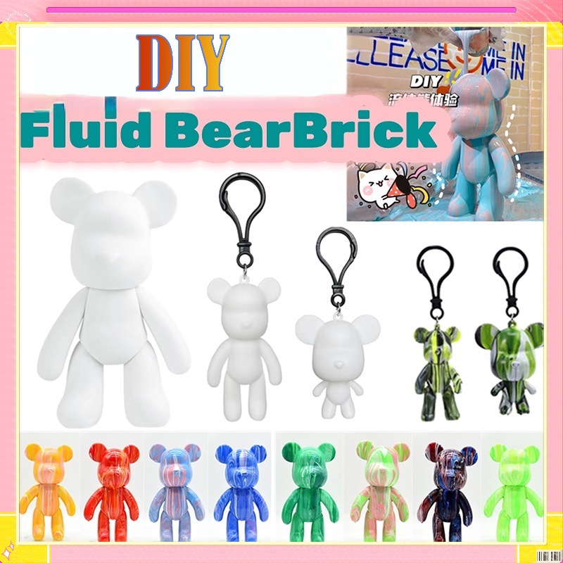 【Gói Vật liệu &amp; Sắc tố】DIY Fluid Bearbrick Đồ chơi Graffiti lỏng làm bằng tay Đồ trang trí mô hình tính cách gấu bạo lực