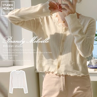 (ORDER) Áo len dệt kim cardigan mỏng nhẹ MORAN cổ phối ren tiểu thư nhẹ nhàng - Có ảnh thật
