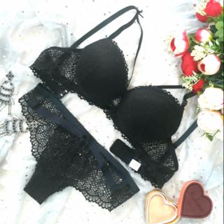 Set bra push up đen Thuong Aries