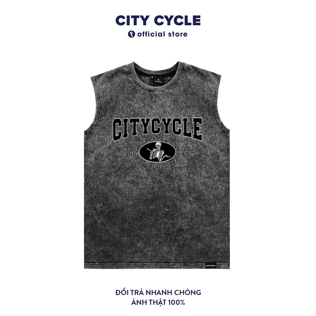 Áo tanktop loang unisex Still Pain City Cycle - Áo ba lỗ wash oversize nam nữ form rộng Local Brand