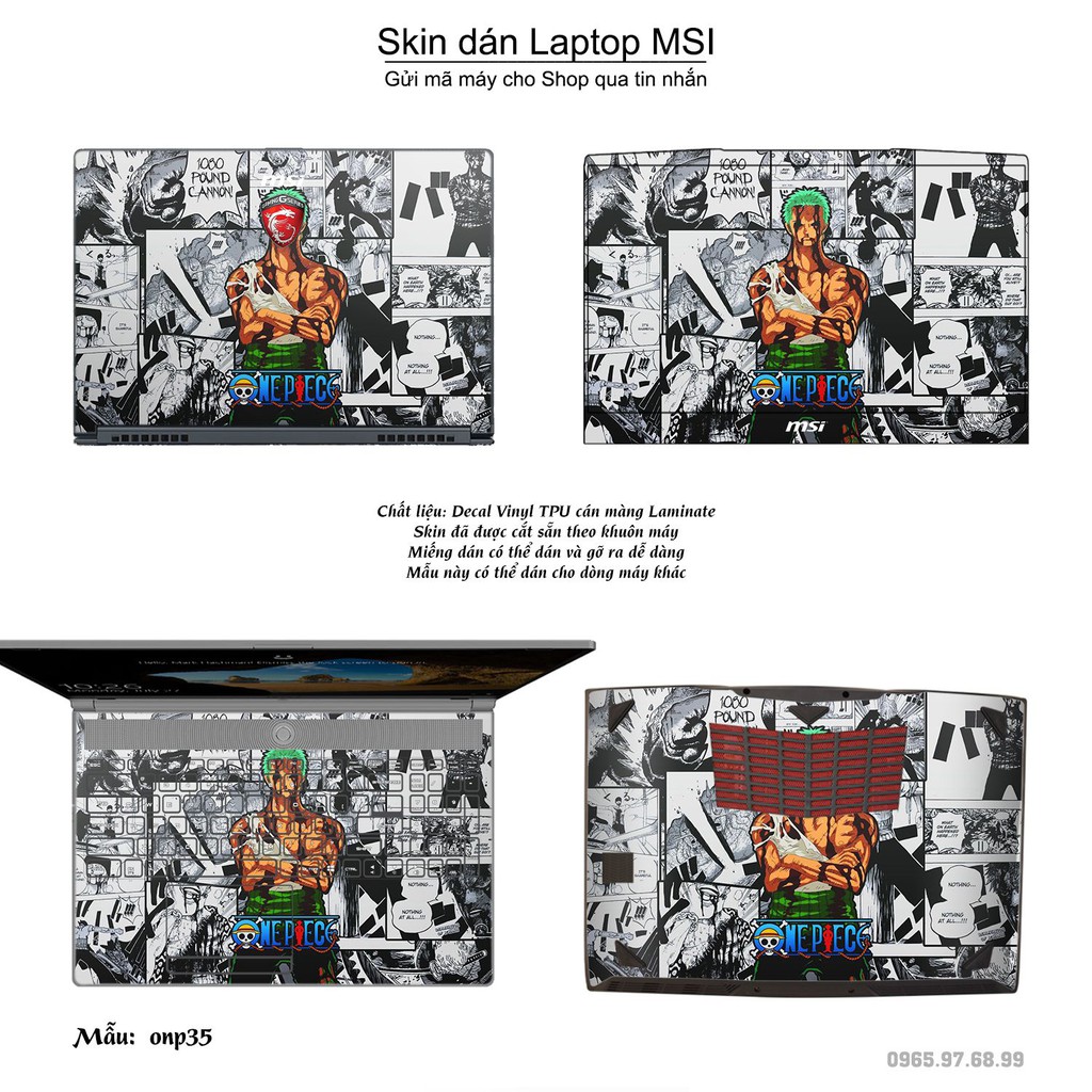 Skin dán Laptop MSI in hình One Piece _nhiều mẫu 23 (inbox mã máy cho Shop)