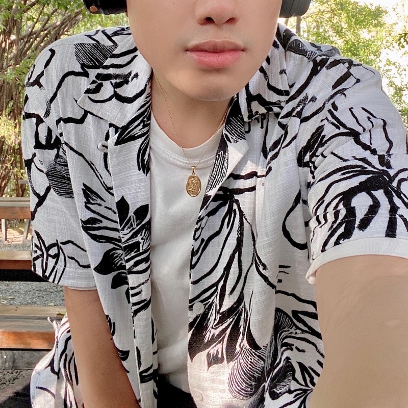 Áo sơ mi hoạ tiết hoa LECENT