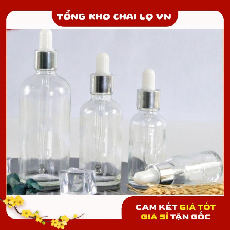 Lọ Chiết Serum ❤ SIÊU RẺ ❤ Lọ đựng tinh dầu 15ml,20ml Dày bóp giọt Khoen Bạc chiết serum , phụ kiện du lịch