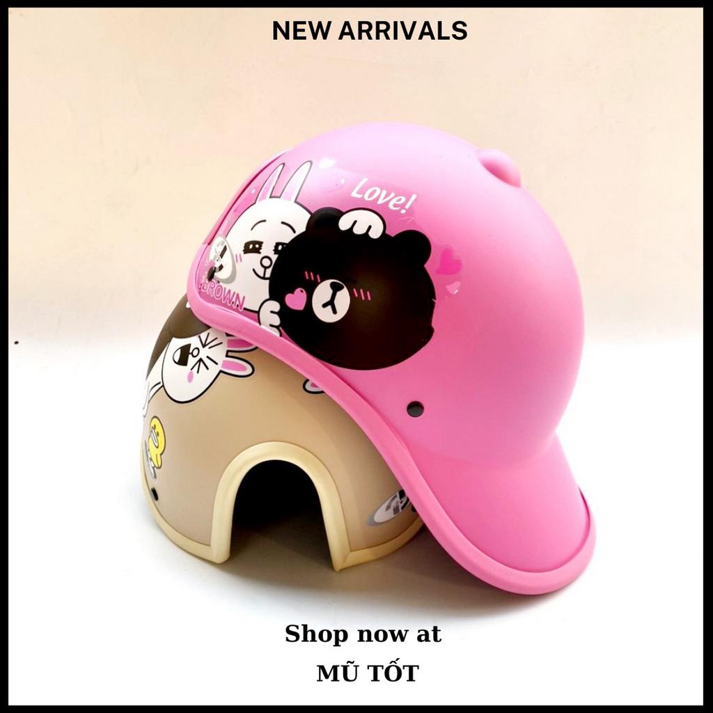 Mũ bảo hiểm thời trang hình gấu hồng dâu lotso 2 lớp cao cấp nhiều màu, hàng Trí Liễu dày dặn chắc chắn có lỗ cột tóc