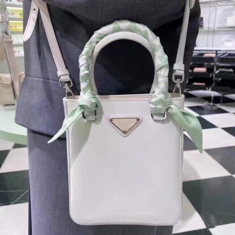 Túi xách tay nữ dáng dài có dây đeo tháo rời tuỳ chỉnh da trơn prada