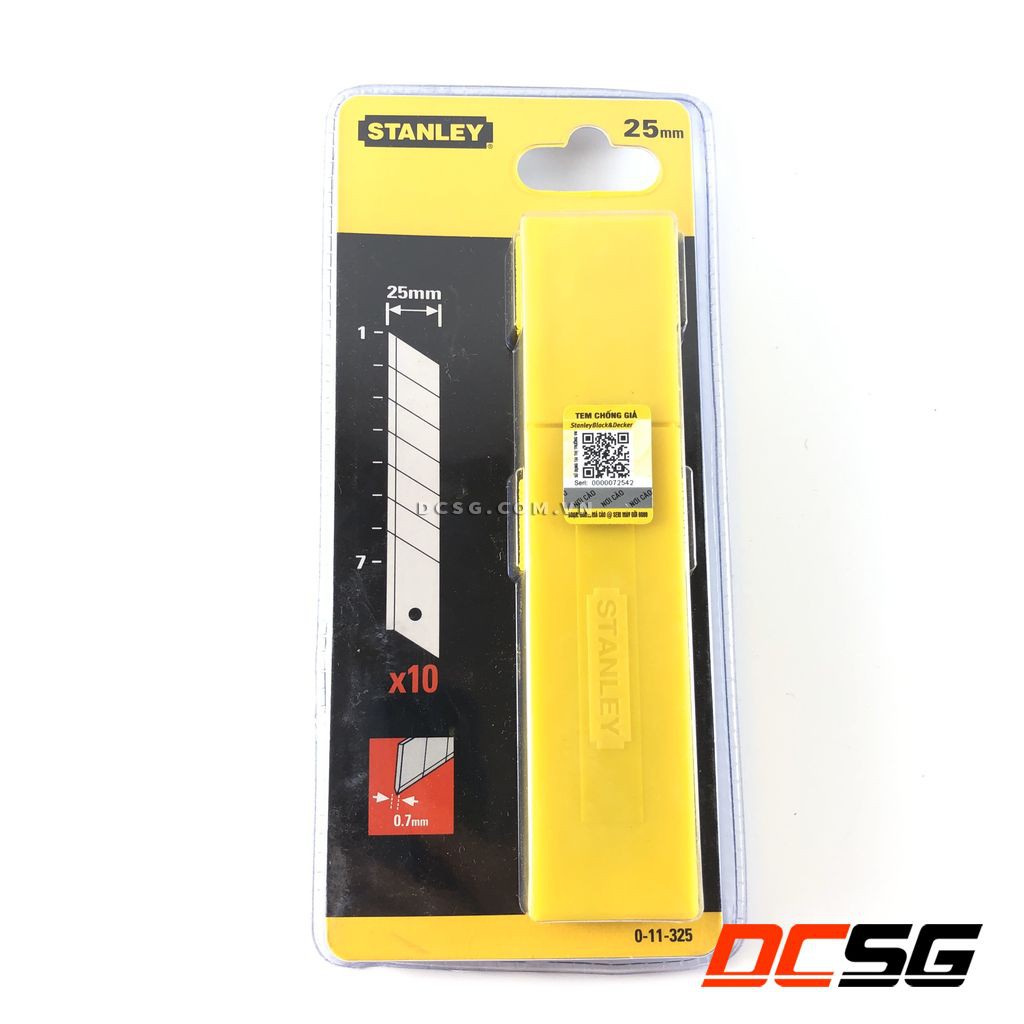 Lưỡi dao rọc 25x0.7x110mm Stanley 0-11-325 (10 lưỡi/hộp)