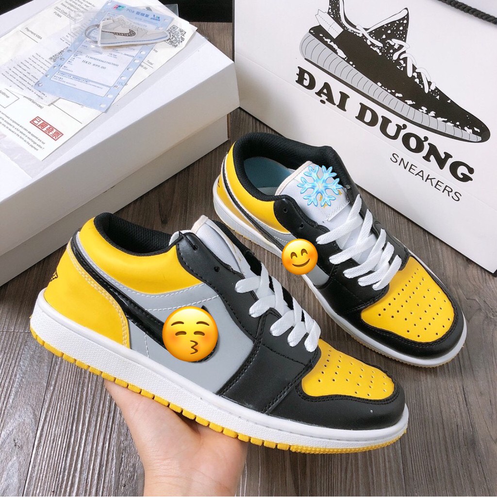 jordan đen vàng thấp cổ [TẶNG MÓC KHÓA - FULL BOX] giày jd đen vàng thấp cổ giày thể thao jordan đen vàng thấp cổ nam nữ