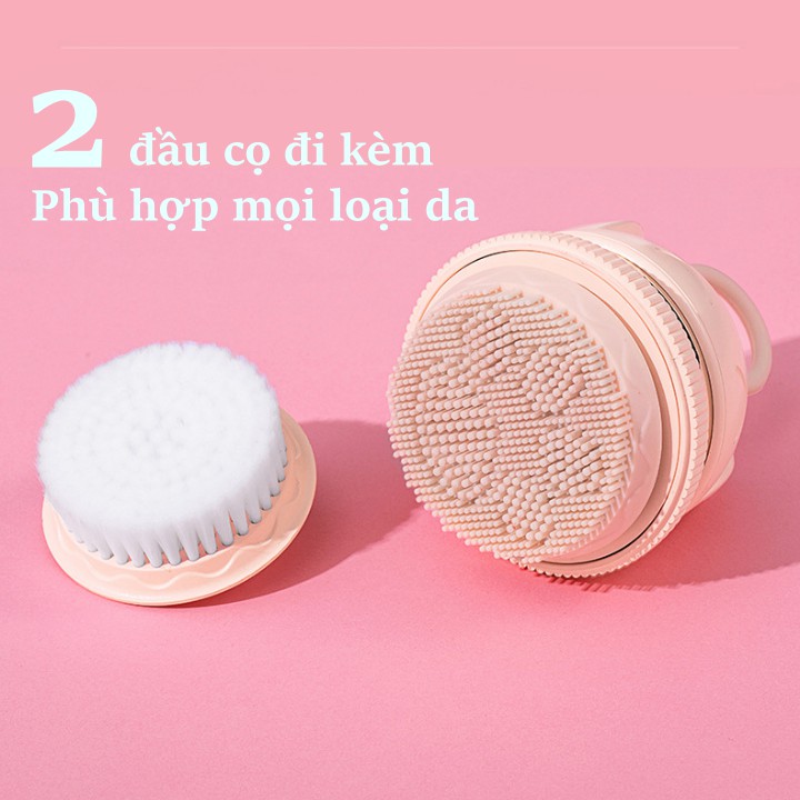 Máy rửa mặt cao cấp 2 đầu cọ đi kèm phù hợp mọi loại da 3 chế độ điều chỉnh Cute Kitten