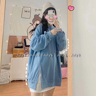 Áo nỉ lót bông - áo sweater nỉ bông xẻ tà
