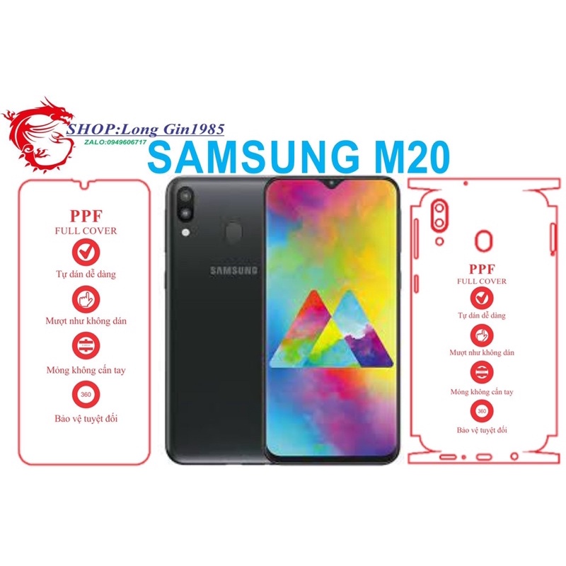 Samsung M20 miếng dán trong Ppf mặt sau và mặt trước chống va đập chống trầy xước