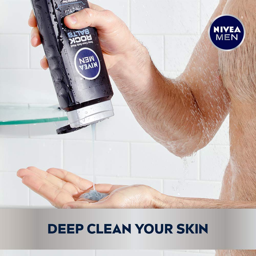 Sữa tắm nam giúp tẩy tế bào chết NIVEA Men Deep Rock Salts Body Wash 500ml (Mỹ)