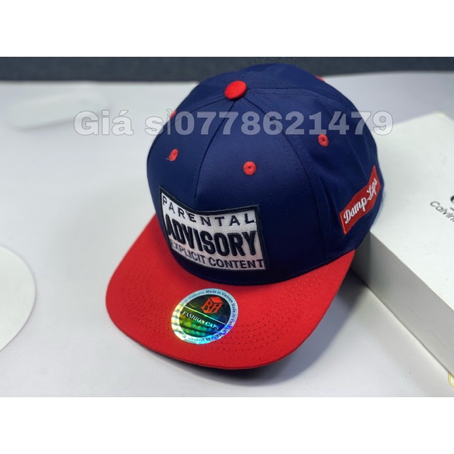 Mũ lưỡi trai snapback thêu mạc vuông phối màu phong cách sành điệu - Nón hiphop thời trang nam