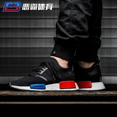 Addas NMD R1 Primeknit OG Đen / Trắng / Đỏ / Xanh Lam