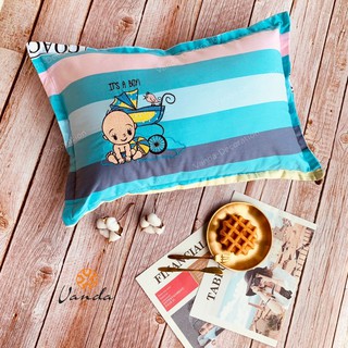 Ruột gối đầu bông gòn cao cấp kèm vỏ cotton thêu hình ngộ nghĩnh cho bé