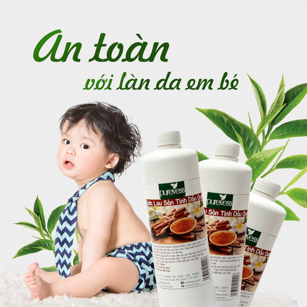 Nước lau sàn hữu cơ Purevess từ tinh dầu thiên nhiên giúp đuổi muỗi và côn trùng 1 lít