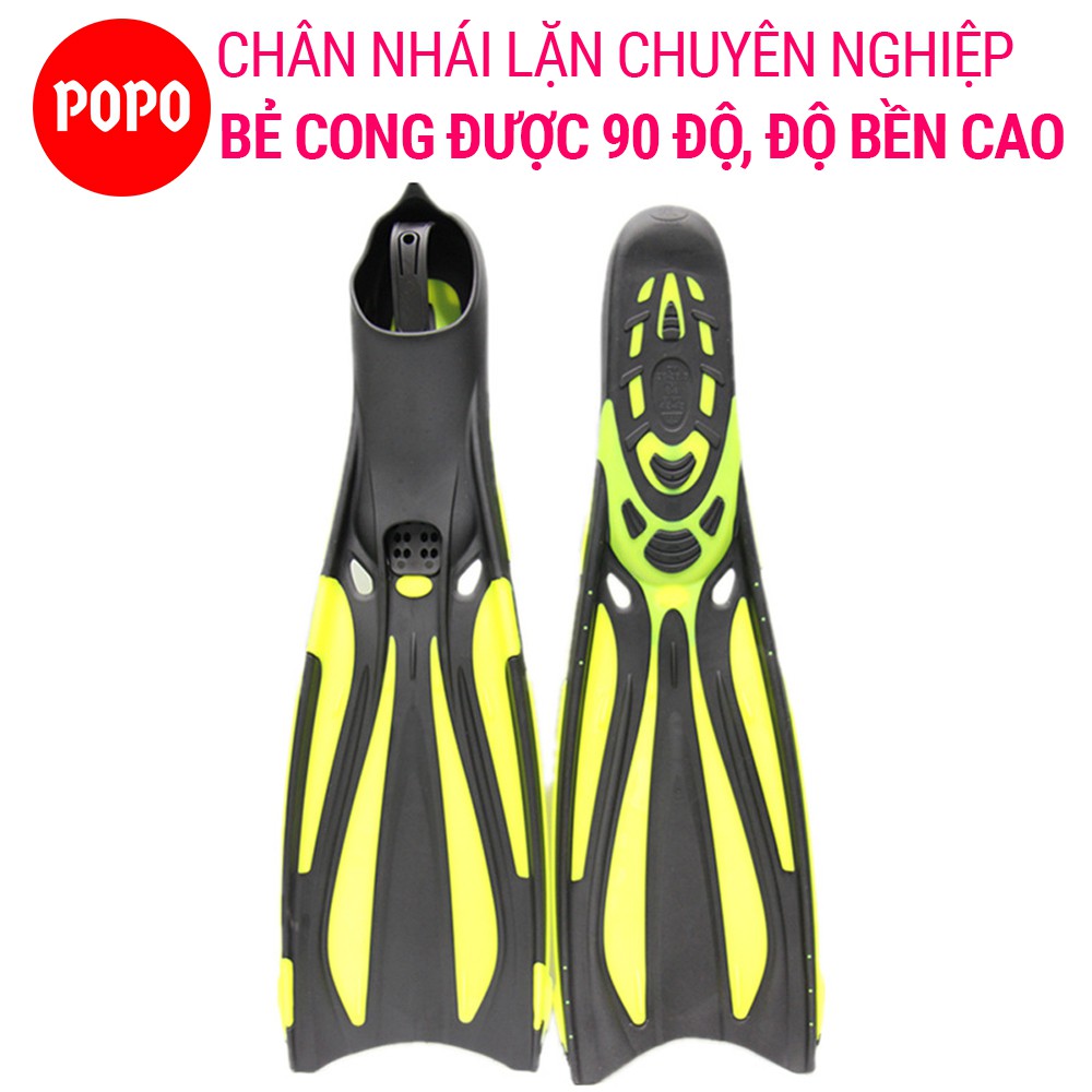 Chân nhái lặn biển chuyên nghiệp POPO 1143 bẻ cong được 90 độ, đàn hồi cao chất liệu silicone cao cấp