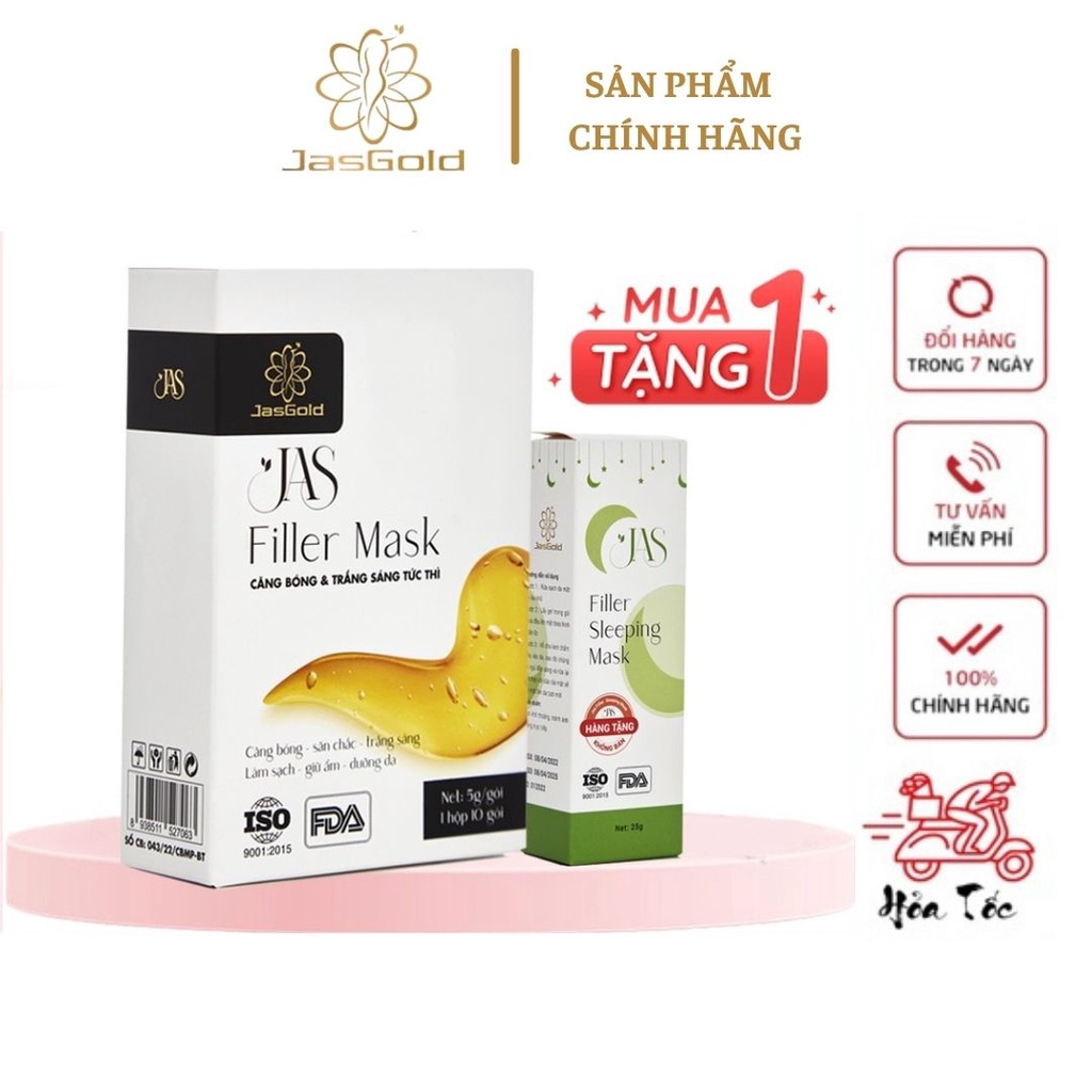 💖MUA 1 TẶNG 1 HỘP NẠ NGỦ💖 Mặt Nạ JAS FILLER MASK JASGOLD Chống Lão Hóa Giảm Mụn Cấp Ẩm Dưỡng Da Căng Bóng