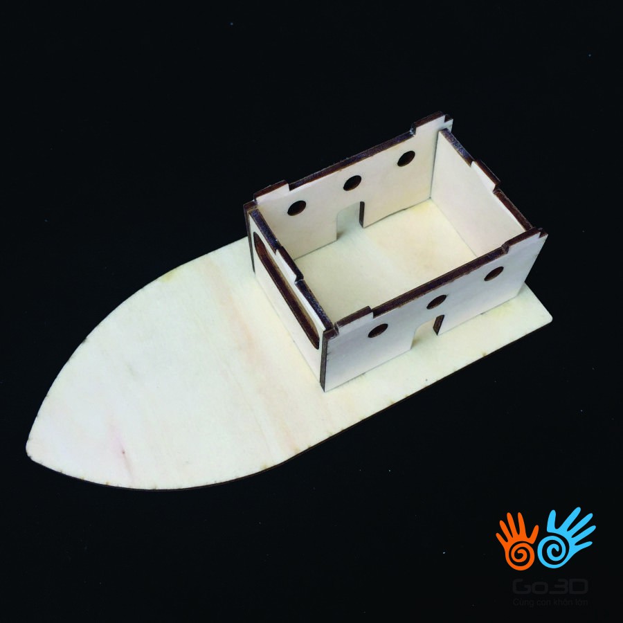 Đồ chơi gỗ STEM - Tàu thuỷ lội nước tự lắp ghép (bơi dưới nước)