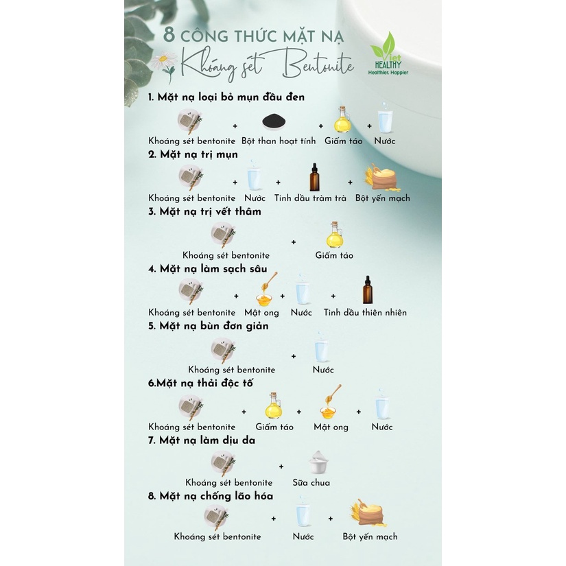 Khoáng sét Bentonite Clay Viet Healthy 100gr