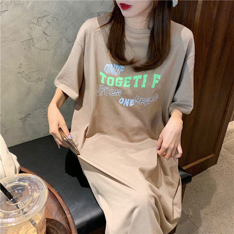 Đầm Thun Tay Ngắn Dáng Dài Rộng Thời Trang Mùa Hè Cho Nữ