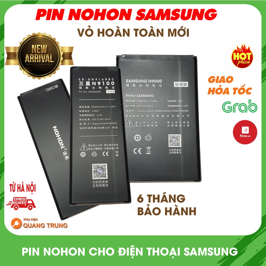 Pin Nohon chính hãng thay thế cho các máy samsung s4,s5,note3,note4,s7,s7edge,s8