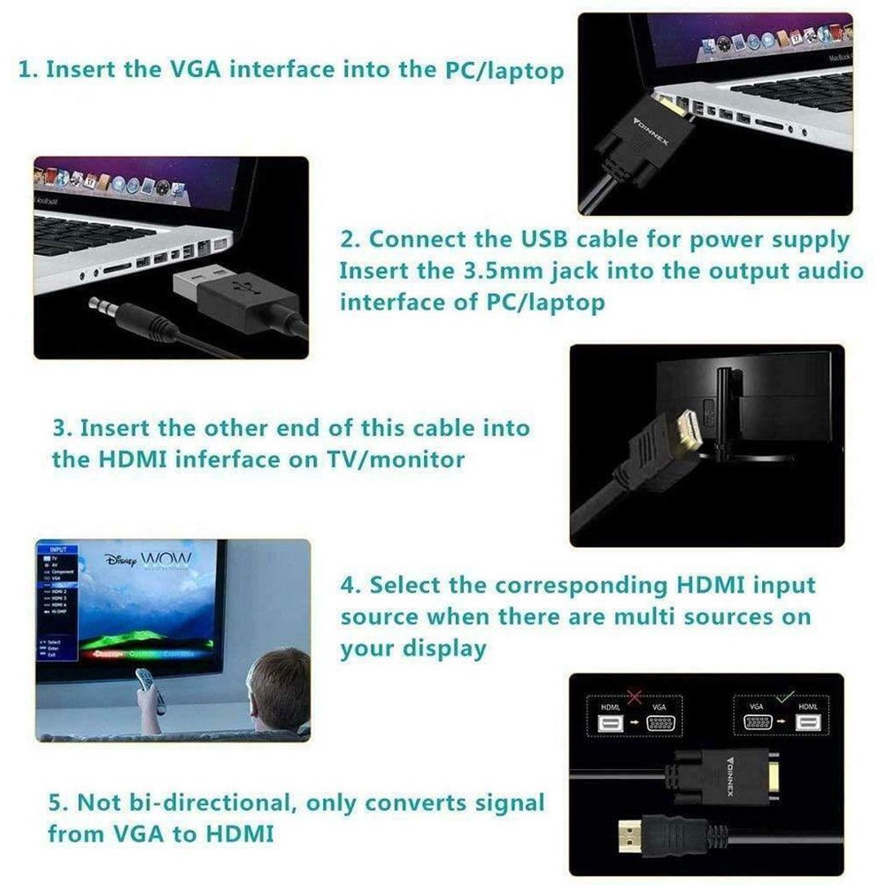 BTLIMER Dây Cáp Chuyển Đổi VGA Sang HDMI HDTV Chuyên Dụng