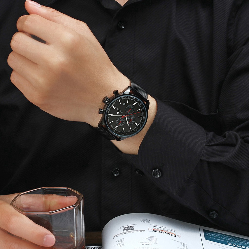 Đồng hồ đeo tay WWOOR 8862 máy thạch anh dây inox dành cho nam