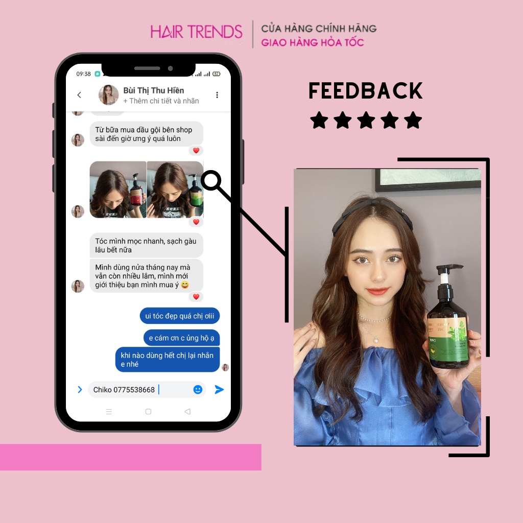 Dầu gội dược liệu nhân sâm ngải cứu CHIKO ngừa gàu giúp tóc mềm mượt bồng bềnh 50ml 500ml