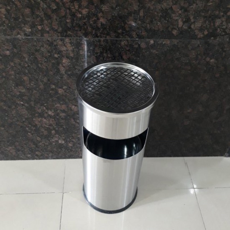 Thùng rác inox gạt tàn cao cấp, thùng rác gạt tàn văn phòng ( 25x61cm)