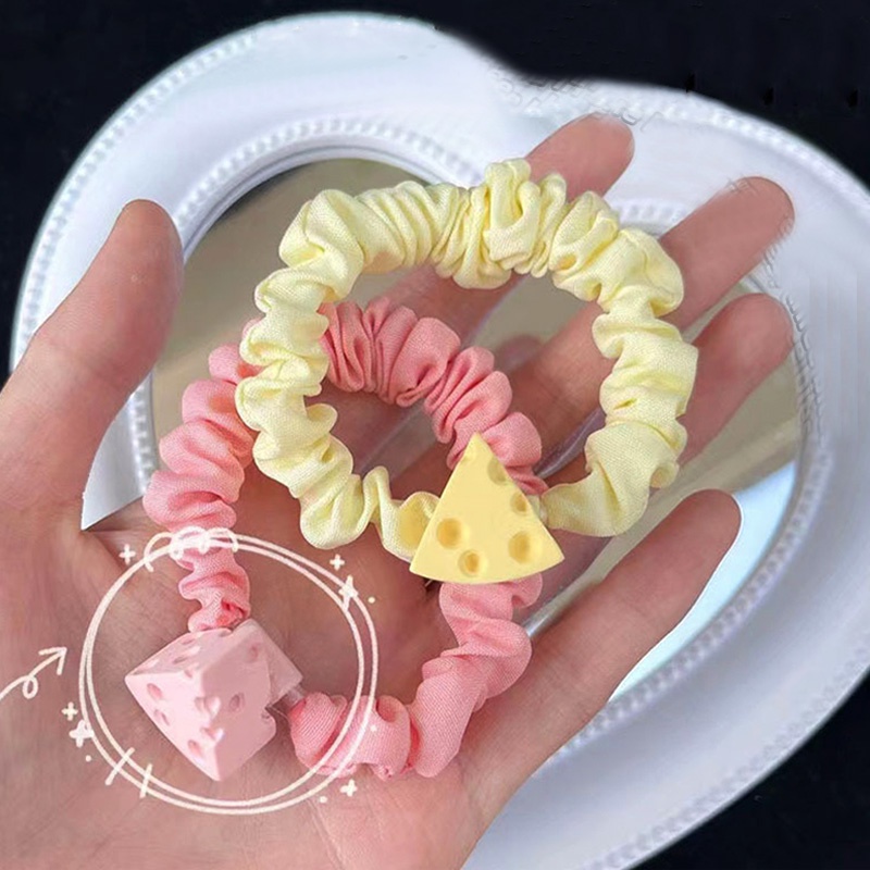 Dây Cột Tóc Màu Vàng Sữa / Hồng Macaron Dễ Thương Phong Cách Hàn Quốc Cho Nữ