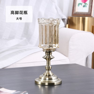 TnP DECOR -Bình hoa thủy tinh đế đồng cao cấp decor phòng khách, trang trí phòng ngủ phong cách Bắc Âu và tân cổ điển