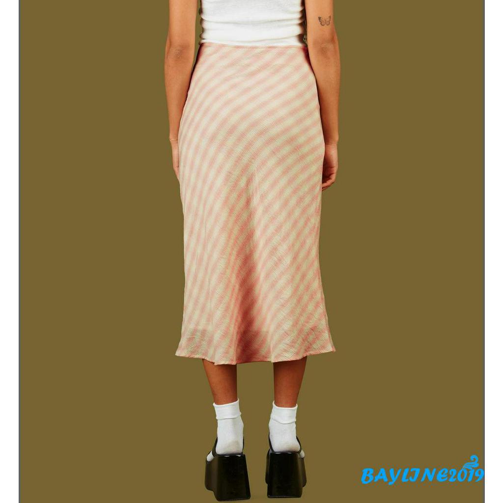 Chân váy kẻ sọc khóa kéo thời trang cho nữ